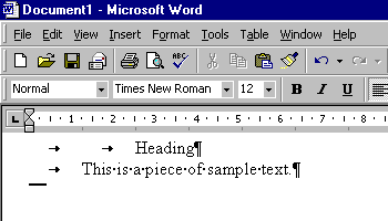 Editing marks shown